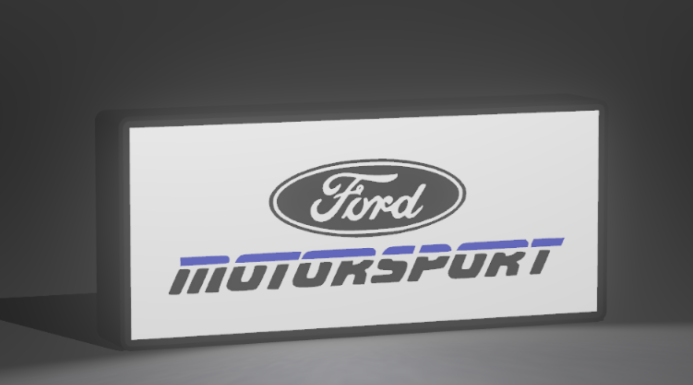 Ford Motor Sport Light LED light box – custom 3D printed – Lit Layer Creations